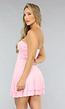 Geplooid Roze Strapless Jurkje