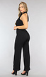 Zwarte Halter Jumpsuit met Strikdetail