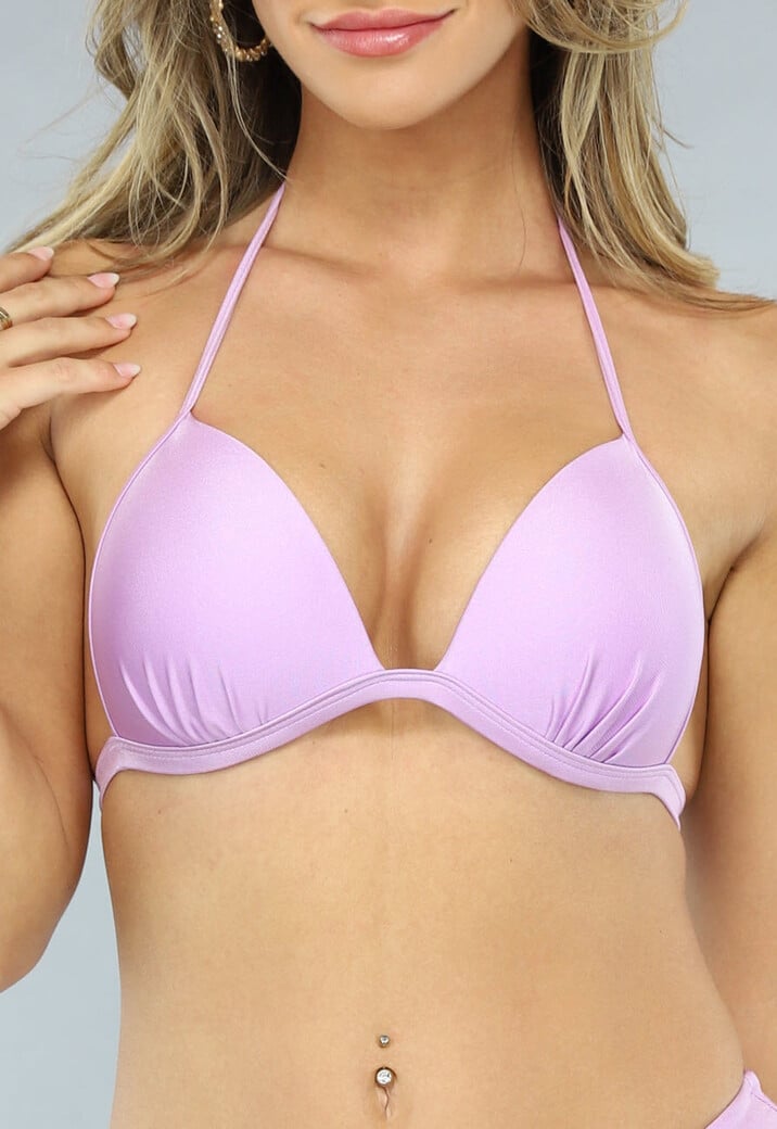 Voorgevormde Lila Triangel Push-Up Bikini Top