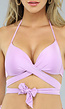 Glinsterende Lila Strappy Push Up Bikini Top