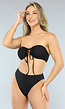 Zwarte Bandeau Bikini Top met Strikdetail
