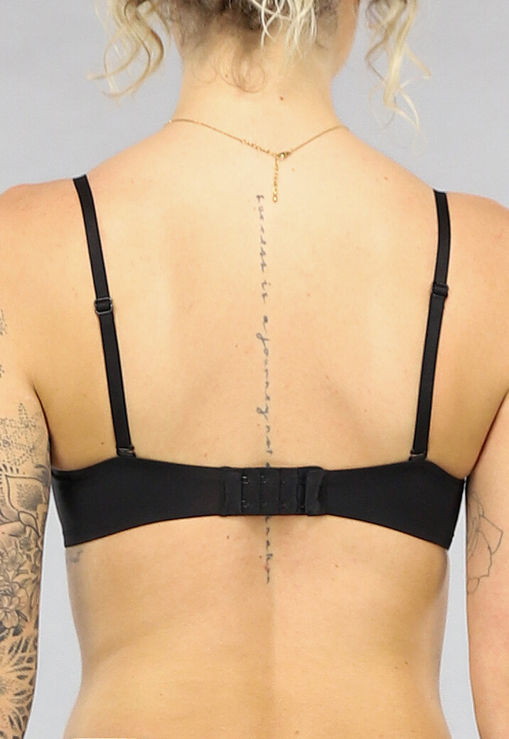 Zwarte Strapless Push Up BH met Afneembare Bandjes