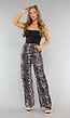 Wide Leg High Waist Panterprint Broek