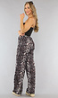 Wide Leg High Waist Panterprint Broek