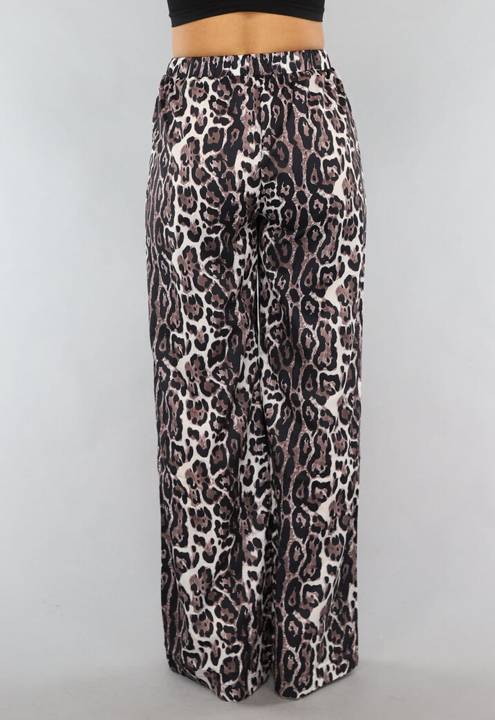 Wide Leg High Waist Tall Panterprint Broek