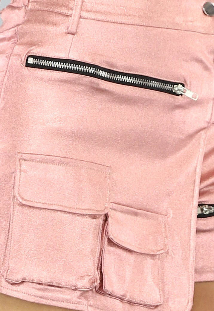 Metallic Roze Overslag Cargo Skort