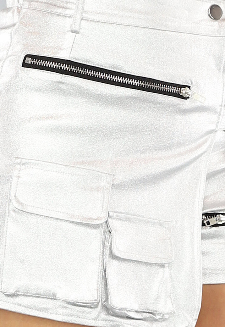 Zilveren Metallic Cargo Skort met Overslag