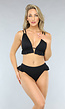 Zwarte Bikini Top met Ruches en Uitneembare Pads