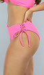 Hoog Bikini Broekje met Strikdetail in Neon Roze