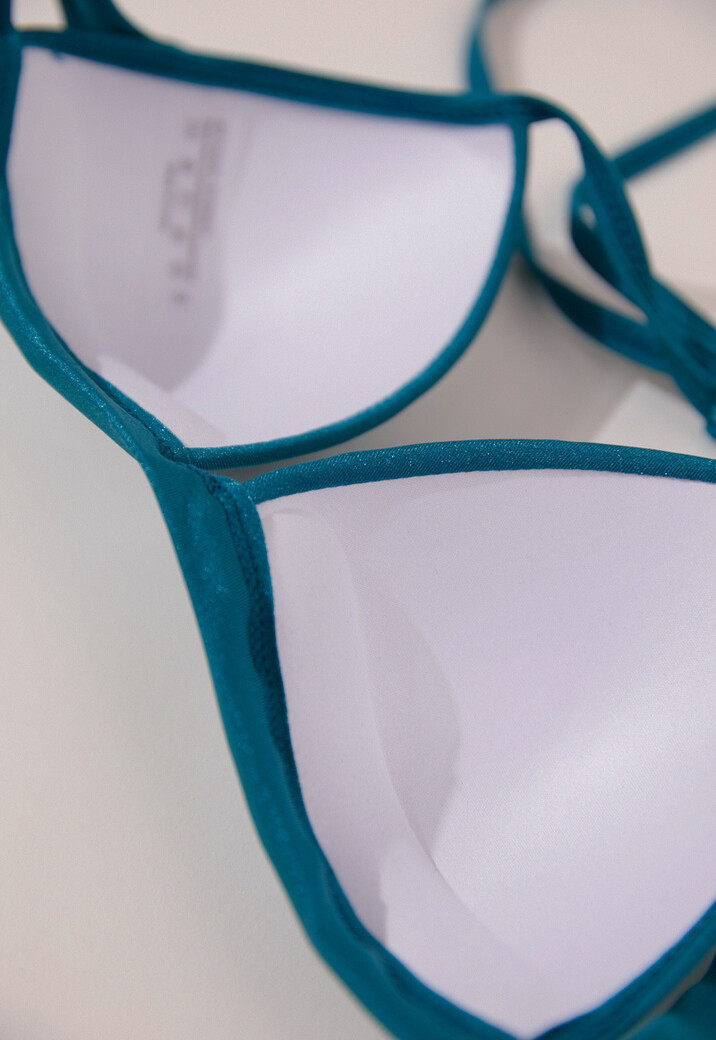 Glimmende Push-Up Petrol Triangel Bikini Top