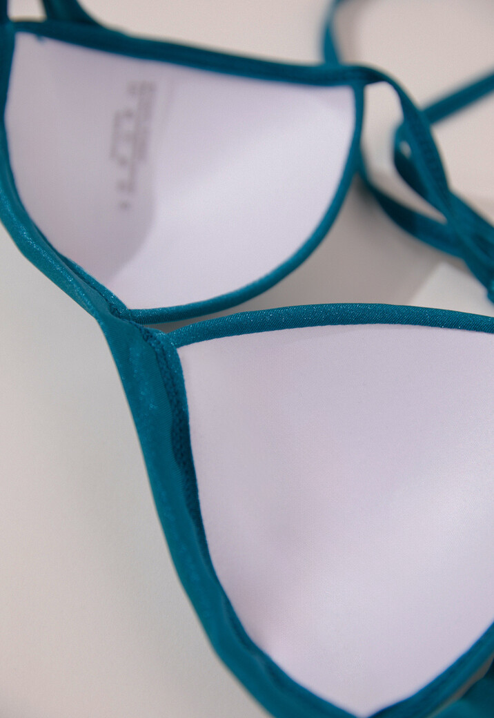 Glimmende Push-Up Petrol Triangel Bikini Top