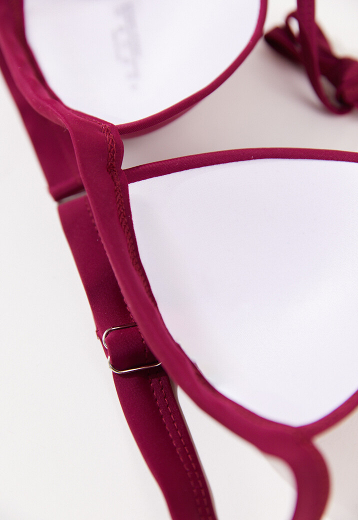 Voorgevormde Push-Up Triangel Bikini Top in Wijnrood