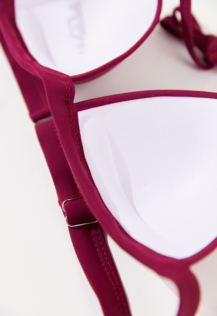 Voorgevormde Push-Up Triangel Bikini Top in Wijnrood