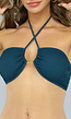 Zeegroene Bandeau Bikini Top met Halter Model
