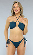 Zeegroene Bandeau Bikini Top met Halter Model