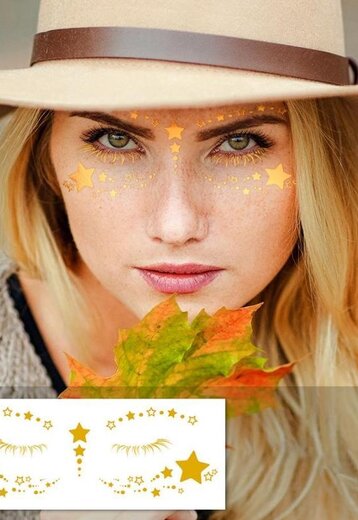 Gouden Metallic Sterren Gezicht Sticker