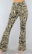 Tall Elastische Beige Zebra Broek met Wijduitlopende Pijpen