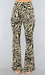 Tall Elastische Beige Zebra Broek met Wijduitlopende Pijpen