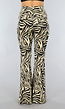 Elastische Beige Zebra Broek met Wijduitlopende Pijpen