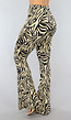 Elastische Beige Zebra Broek met Wijduitlopende Pijpen