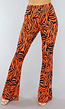 Oranje Zebraprint Flair Broek met Stretch