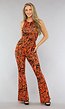 Oranje Zebraprint Flair Broek met Stretch