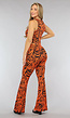 Oranje Zebraprint Flair Broek met Stretch