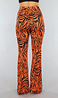 Oranje Zebraprint Flair Broek met Stretch