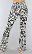 Witte Zebraprint Tall Flair Broek met Elastische Taille