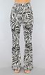 Witte Zebraprint Tall Flair Broek met Elastische Taille