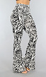 Witte Zebraprint Tall Flair Broek met Elastische Taille