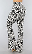 Witte Zebraprint Tall Flair Broek met Elastische Taille