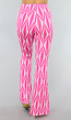 Flair Broek met Fuchsia Print met Elastische Taille