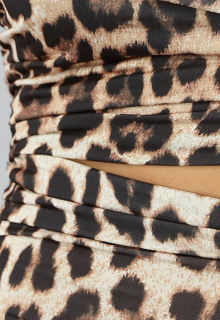 Stretchy Cut Out Dress met Leopard Print