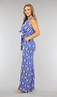 Overslag Print Jumpsuit met Tailleband in Blauw