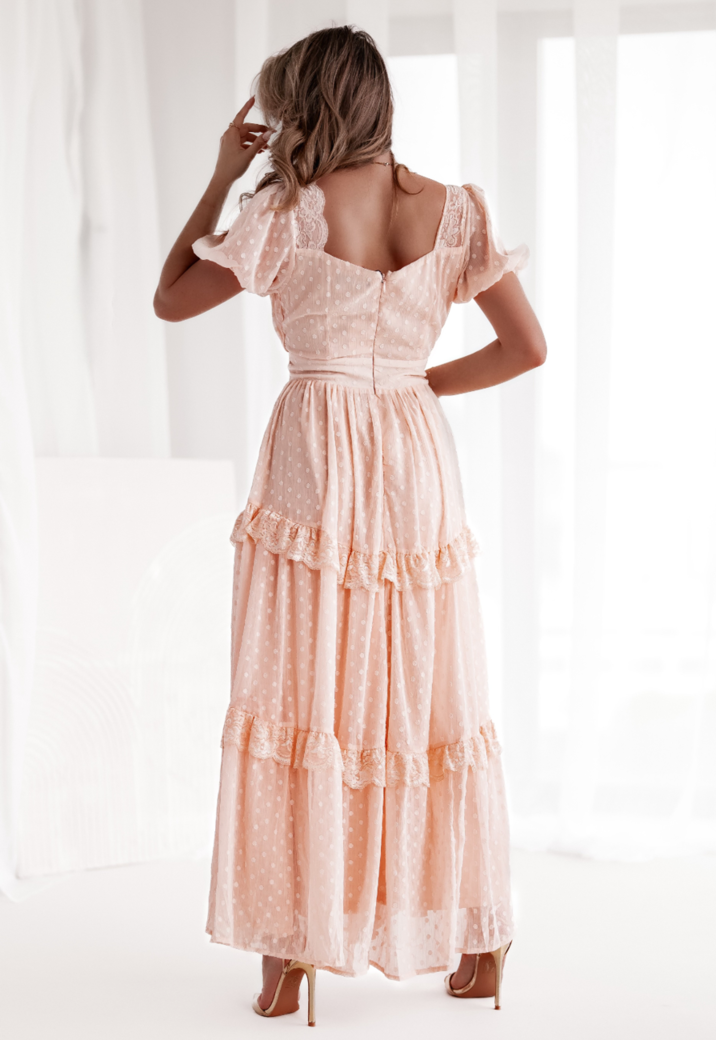 Zalmroze Maxi Jurk met Dot Effect