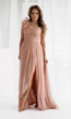 Nude Tule Maxi Jurk met Schouderdetail