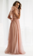 Nude Tule Maxi Jurk met Schouderdetail