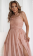 Nude Tule Maxi Jurk met Schouderdetail