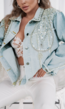 Deluxe Denim Jacket met Parels en Print