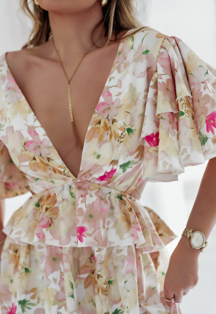 Lange Print Zomerjurk met Gestrikte Rug