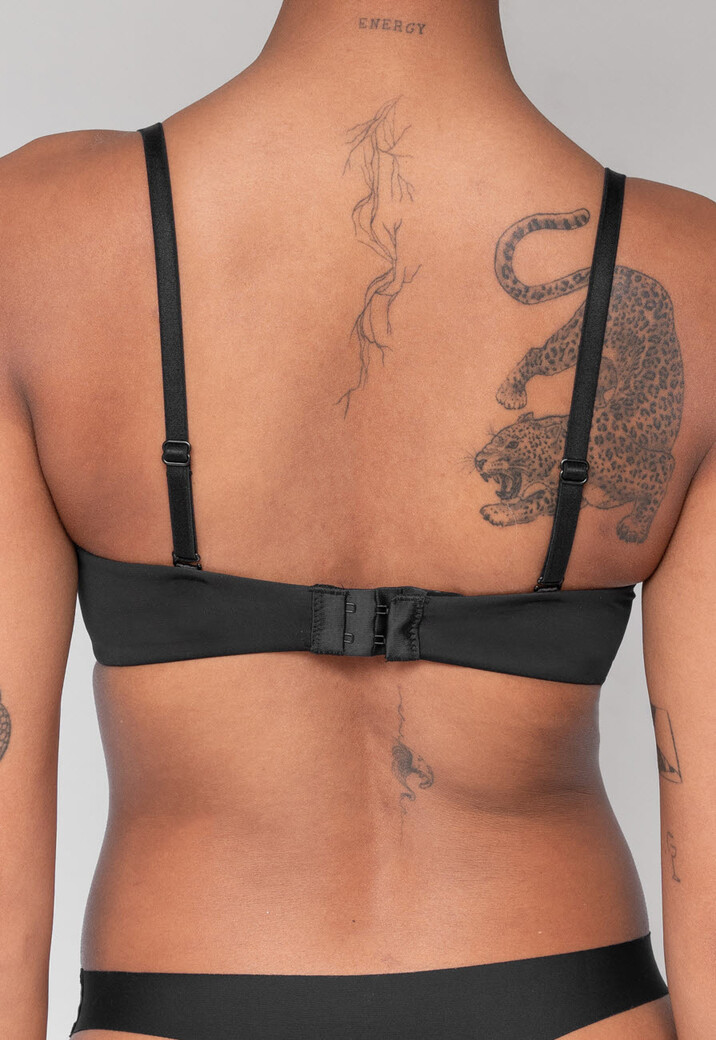 Zwarte Strapless Push Up BH met Afneembare Bandjes