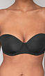 Zwarte Strapless Push Up BH met Afneembare Bandjes