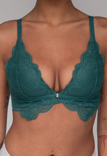 Voorgevormde Kanten Bralette in Zeegroen