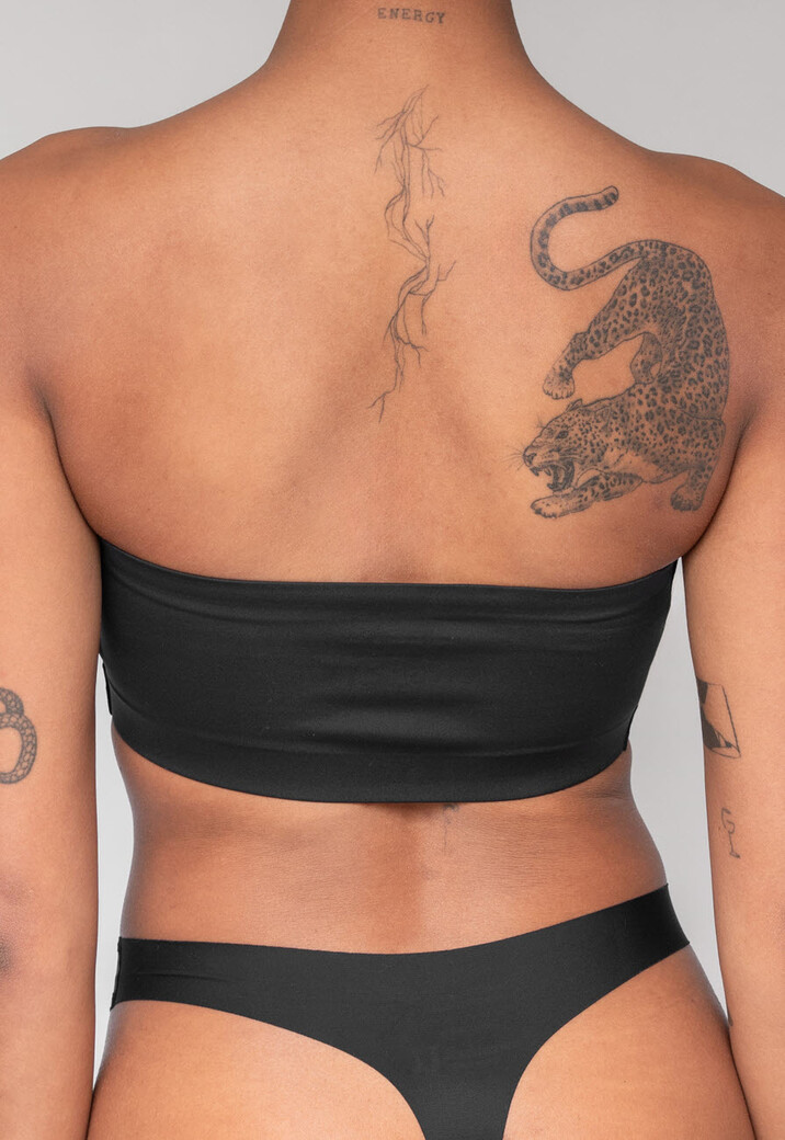 Zwarte Stretchy Bandeau Top met Anti-Slip Rand