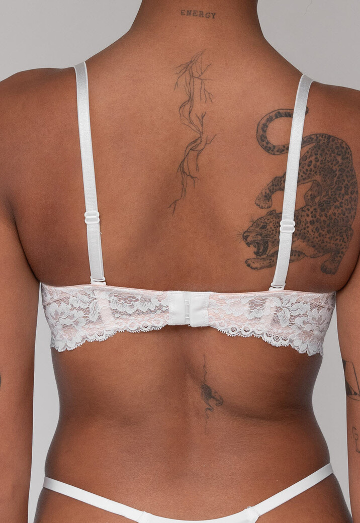 Witte Kanten Balconette BH met Push-Up en Afneembare Bandjes