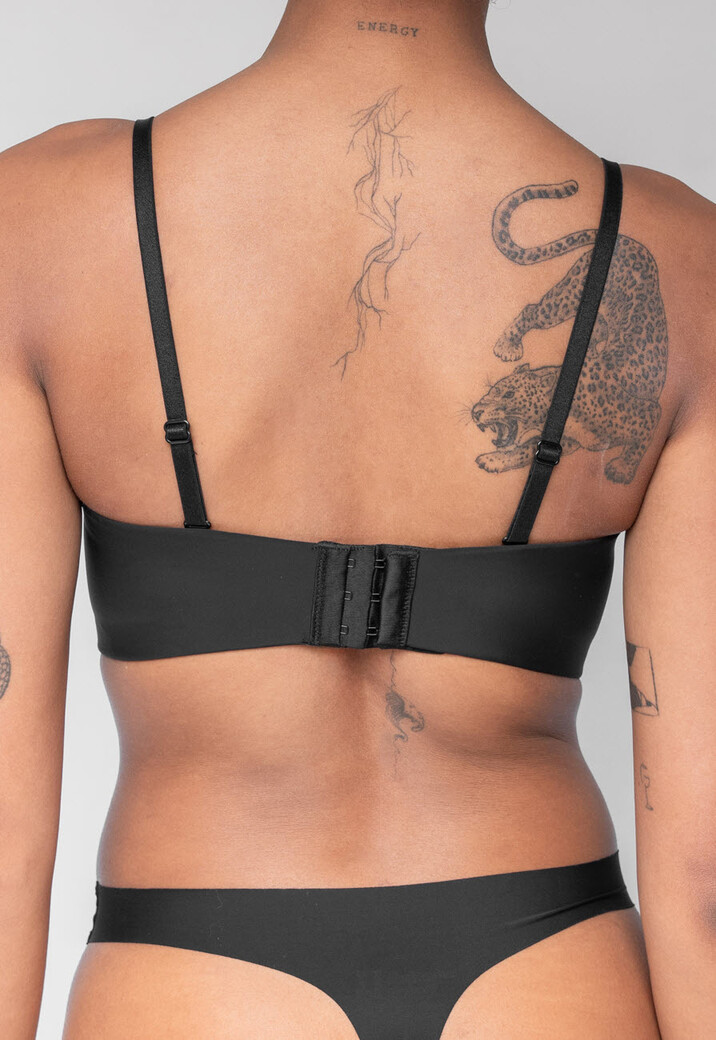 Zwarte Voorgevormde Beugel Push-Up BH met Afneembare Bandjes