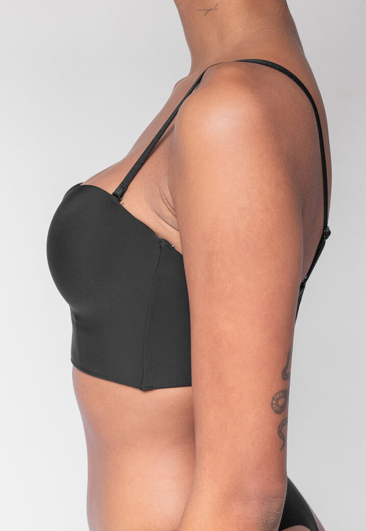 Zwarte Voorgevormde Beugel Push-Up BH met Afneembare Bandjes