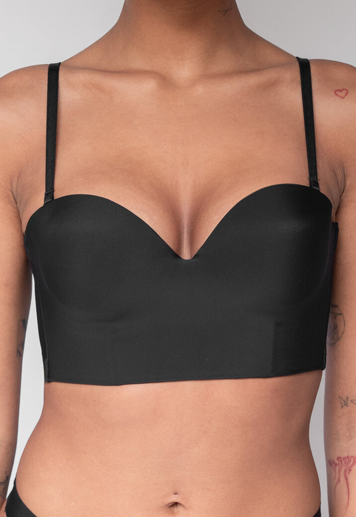 Zwarte Voorgevormde Beugel Push-Up BH met Afneembare Bandjes