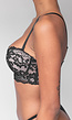 Zwarte Kanten Balconette BH met Push-Up en Afneembare Bandjes